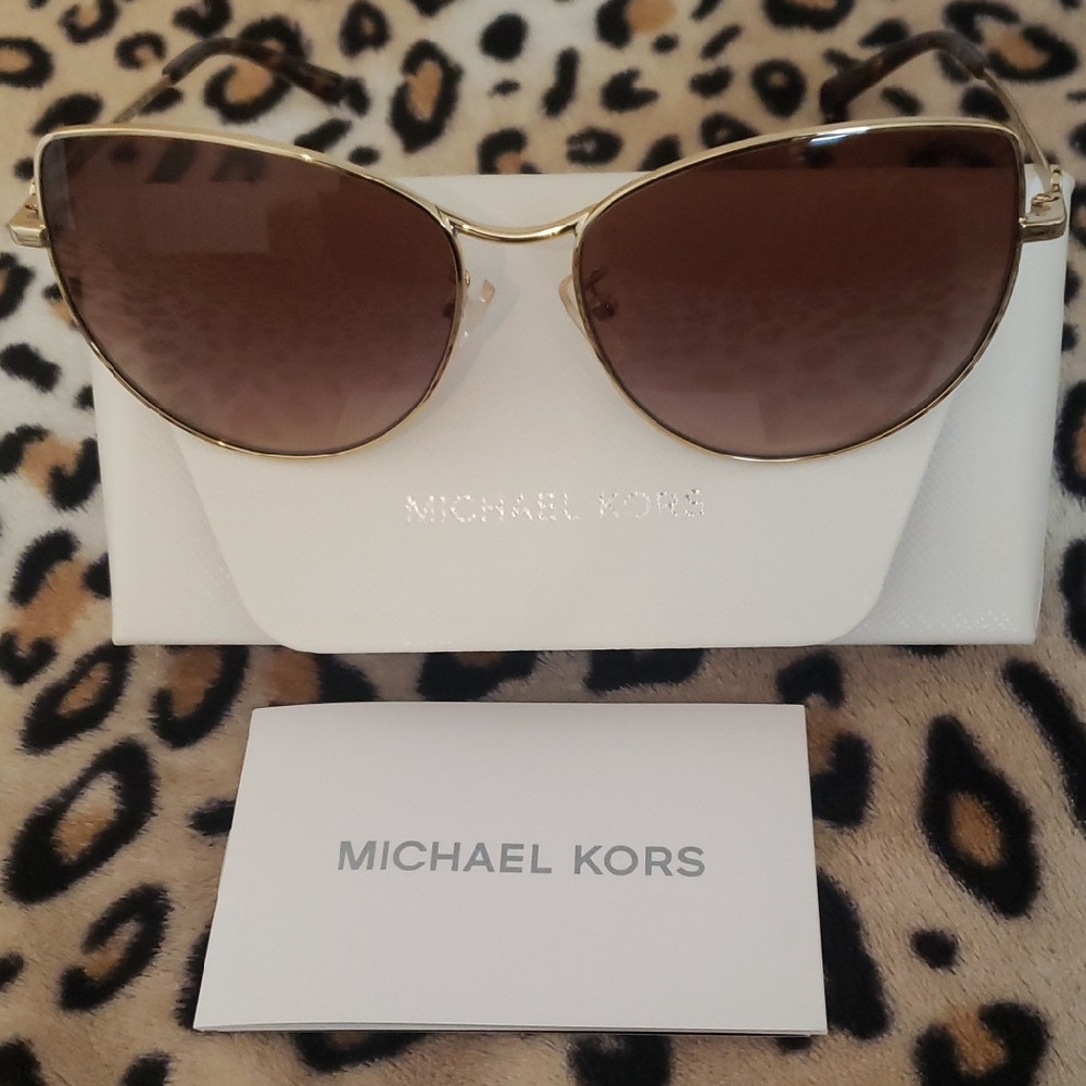 Michael Kors Gold and Brown Women's Sunglasses